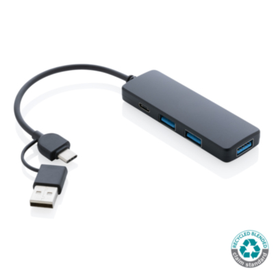 Puerto USB RCS de plástico reciclado con doble entrada Puerto USB RCS de plástico reciclado con doble entrada